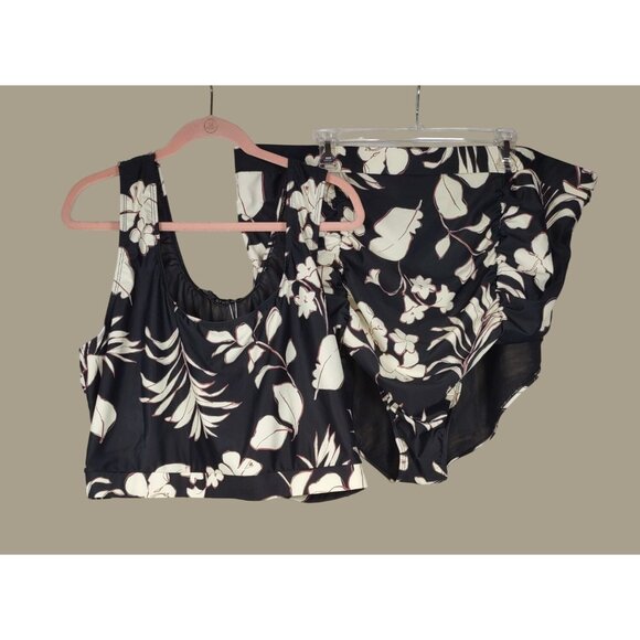 In the Style Women's Black and Cream Floral 2-piece Bikini Set Size 26 NWT - Picture 1 of 16